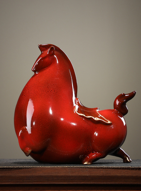 汉鸿 创意陶瓷马摆件客厅书房玄关办公室桌面装饰招财摆设工艺品