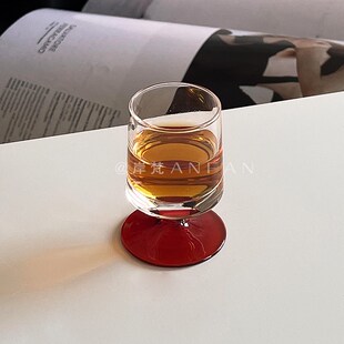 轻奢洋酒杯 ins风小众设计感烈酒杯家用玻璃矮脚杯小酒杯创意个性