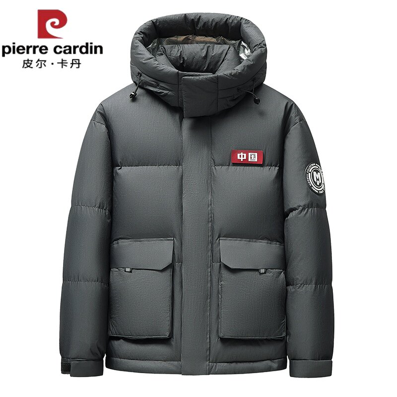 皮尔卡丹冬季新款男连帽羽绒服加厚保暖工装口袋派克服休闲冬装
