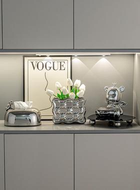 钥匙收纳玄关电镀摆件家居装饰品入户进门口轻奢高档客厅现代简约