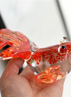 简约欧式彩色玻璃金鱼创意摆件工艺品家居酒柜装饰品摆件乔迁礼品