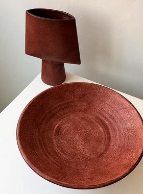 侘寂风手工高级感陶瓷抽象摆件现代简约艺术花瓶装饰大摆设