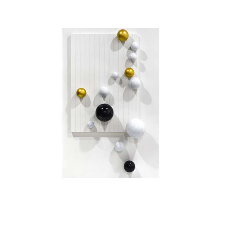 2F不锈钢球艺术装置画玄关装饰画竖版现代简约立体皮革轻奢走廊挂