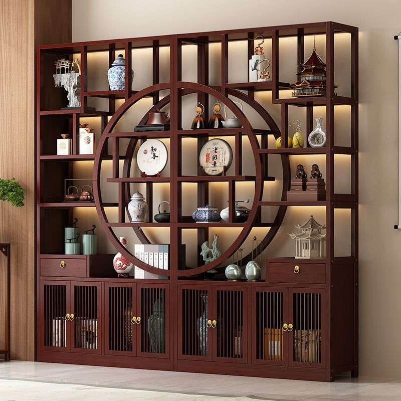 家用博古架新中式茶柜置物架茶叶架摆件展示柜办公室多宝阁展示柜
