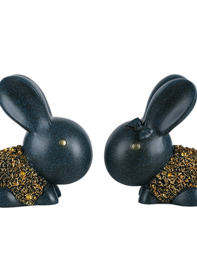 创意家居摆件桌面装饰品平安招财对兔酒柜电视柜本命年工艺礼品