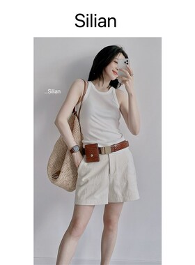 Silian高捻棉Espera弧形接缝 紧身 圆领 百搭tank背心内搭上衣