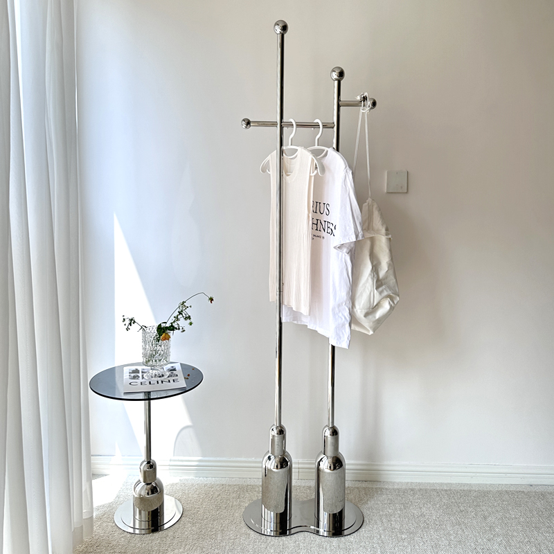 轻奢不锈钢衣帽架落地卧室收纳置物架包豪斯入户门口挂包衣服架子