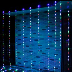 LED流水灯瀑布灯窗帘水帘灯彩灯串春节过年阳台装饰彩灯七彩灯串