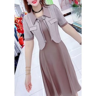 2024夏季新款女装气质显瘦短款西装外搭裙子两件套小个子西服套装