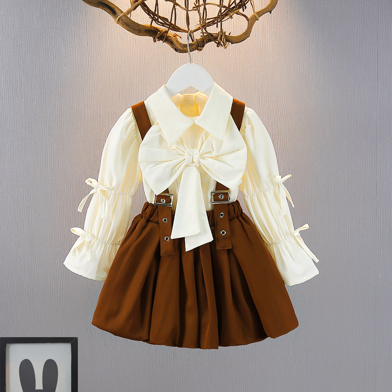 女童背带裙套装春秋2025新款宝宝洋气时髦秋装儿童网红两件套潮