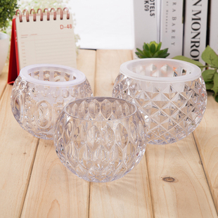 水培玻璃花盆透明加厚圆形带定植篮养绿萝多肉风信子客厅茶几摆放