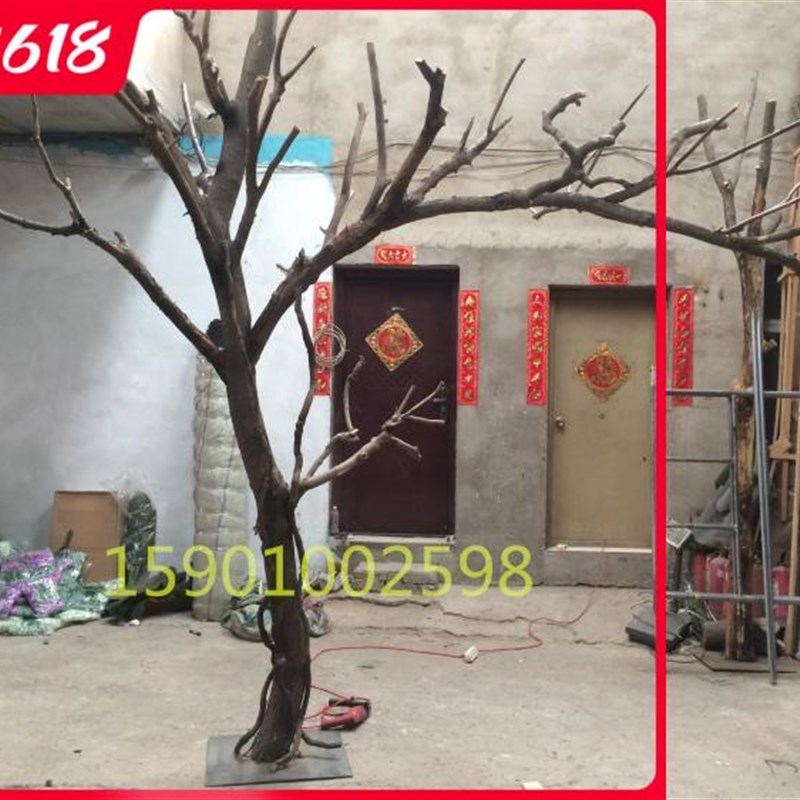 定做新款实木福榕园花卉假树枯树杈干枝装饰树干咖啡造型白色树枝