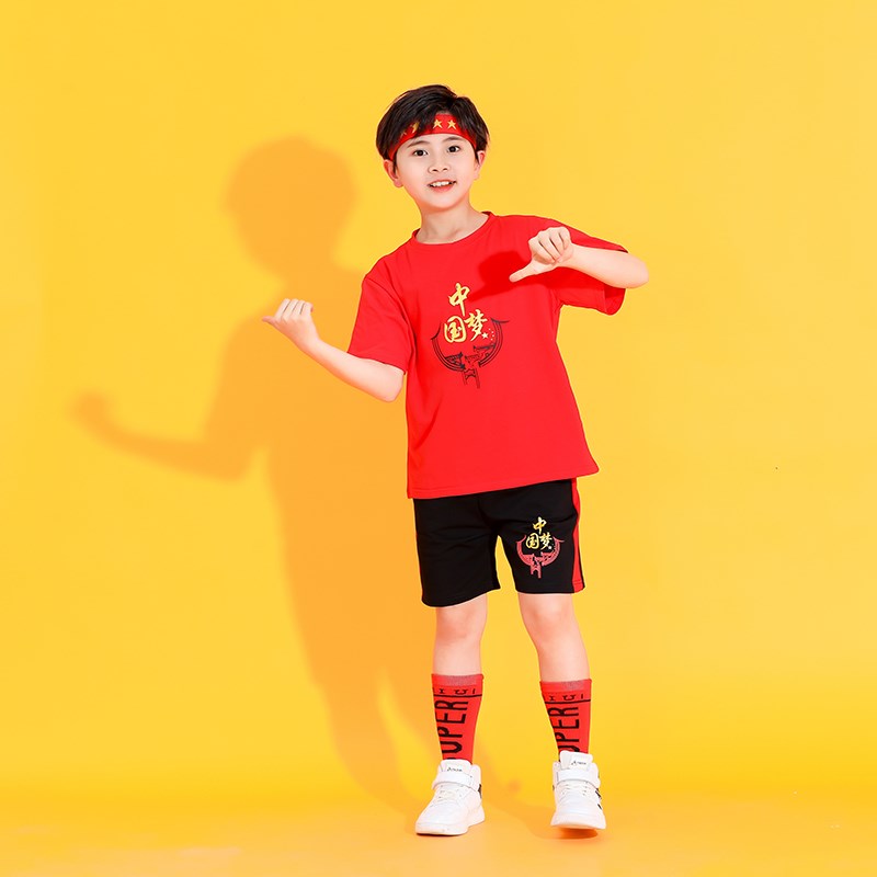 六一儿童啦啦队演出服男女童幼儿国潮中国风小学生舞蹈表演服夏季