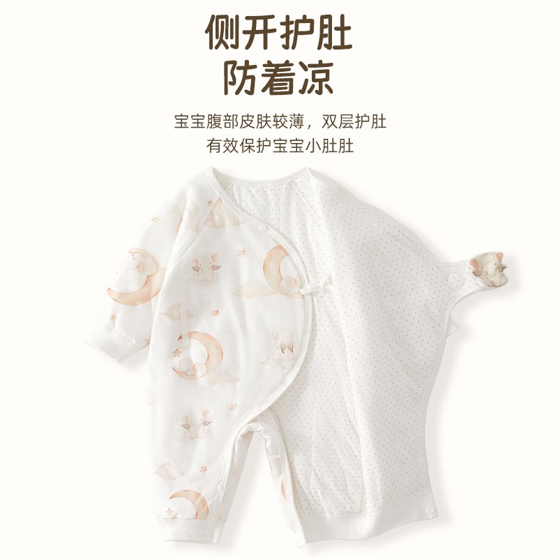 婴儿薄棉连体衣秋冬季女宝宝新生儿婴儿衣服夹棉包屁衣03月52码