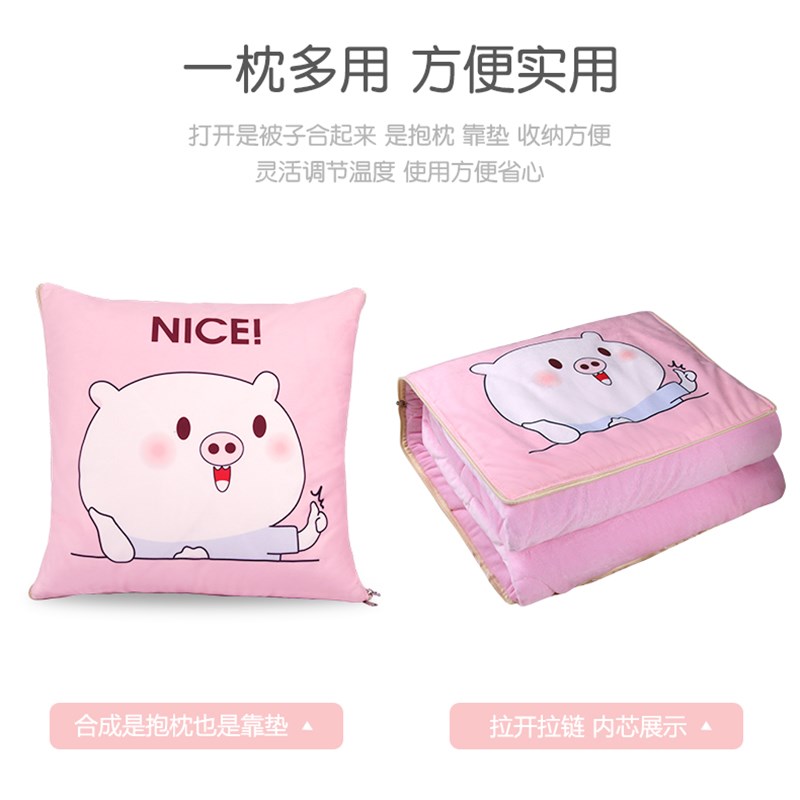 冬季加厚抱枕被子两用保暖珊瑚绒毯办公室午睡枕头汽车靠垫小靠枕