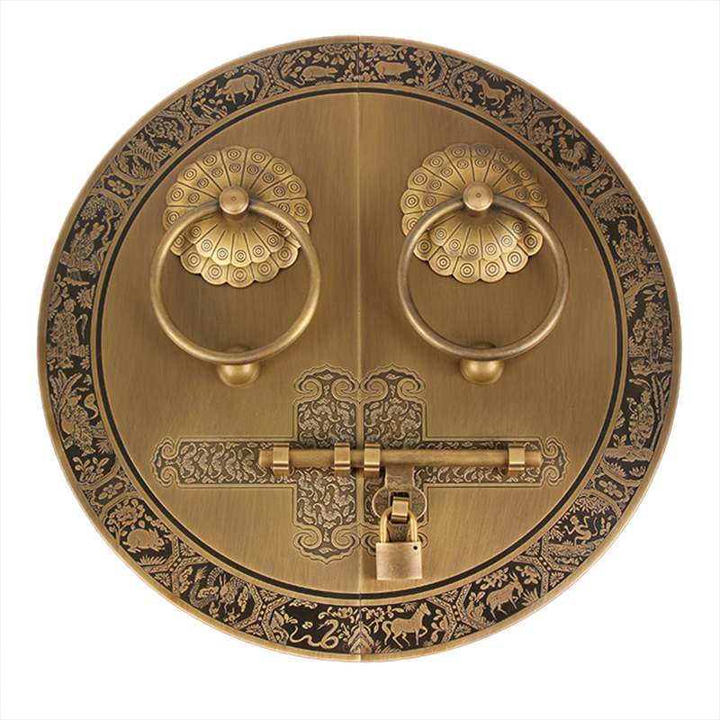 新中式仿古大门铜插销门环复古庭院门老式民宅拉手门锁木门把手