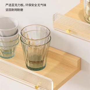 新设计亚力克墙上置物架实木免打孔客厅一字隔板电视背景装饰美甲