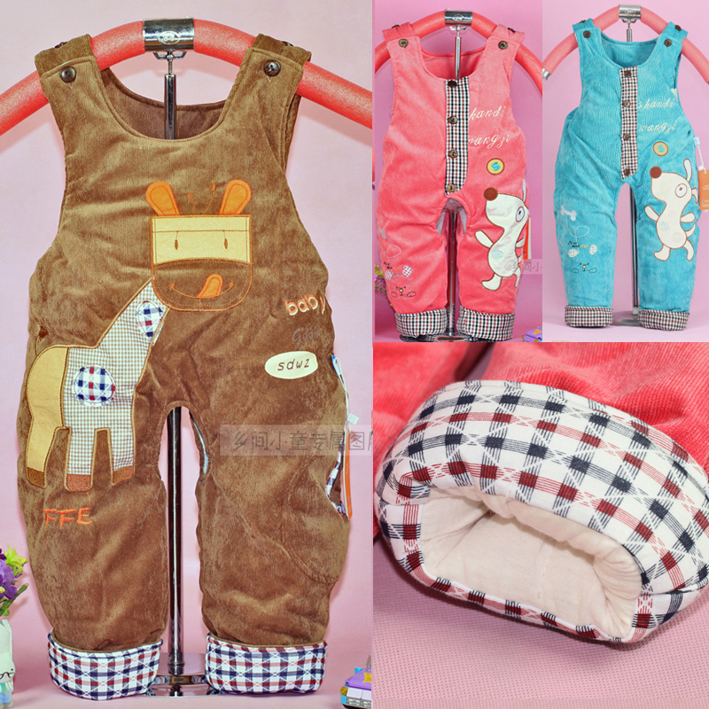 秋冬款儿童婴幼儿背带裤牛仔灯芯绒宝宝男女童罩裤长裤子可开档裤