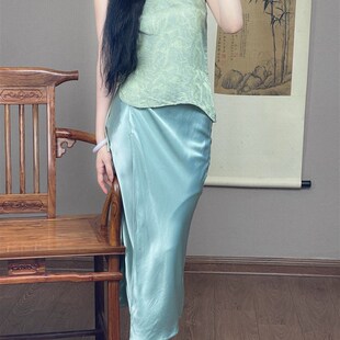 新中式改良肚兜真丝挂脖吊带背心国风修身内搭外穿气质上衣套装夏