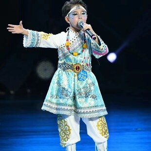 男童蒙古族藏袍藏族儿童服装演出快乐阳光蒙族唱歌礼服演出服