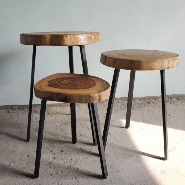 原木铁艺家具小茶几艺术阳台花几原生态床头桌实木侘寂风边几,住宅家具,茶几,淘宝优惠券,粉丝福利购,淘宝优惠卷