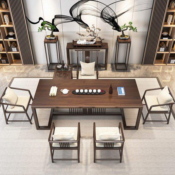 大板实木茶桌中式泡茶轻奢现简约公室茶台家用客厅茶桌椅组合,商业/办公家具,茶台/茶桌,淘宝优惠券,粉丝福利购,淘宝优惠卷