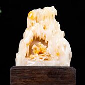 福建寿山满结晶田黄踏雪寻梅摆件客厅办公装 饰摆设原石俏色巧雕