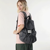 MASMARULEZ通勤新宠格纹背包可挂饰翻盖双肩包女防水尼龙上班书包