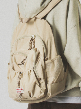 MASMARULEZ官方正品现货尼龙布轻便双肩包女生大容量通勤背包米色