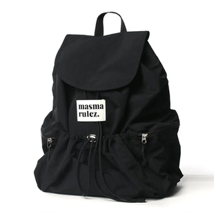Masmarulez韩系翻盖束口双肩包女通勤旅游出行背包大容量学生书包