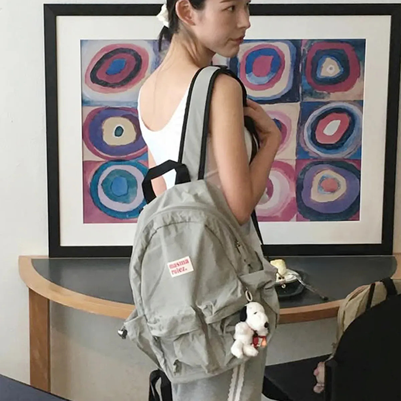 MASMARULEZ正品迷你双肩包百搭防水尼龙书包双口袋大容量背包灰色,箱包皮具/热销女包/男包,双肩背包,淘宝优惠券,粉丝福利购,淘宝优惠卷