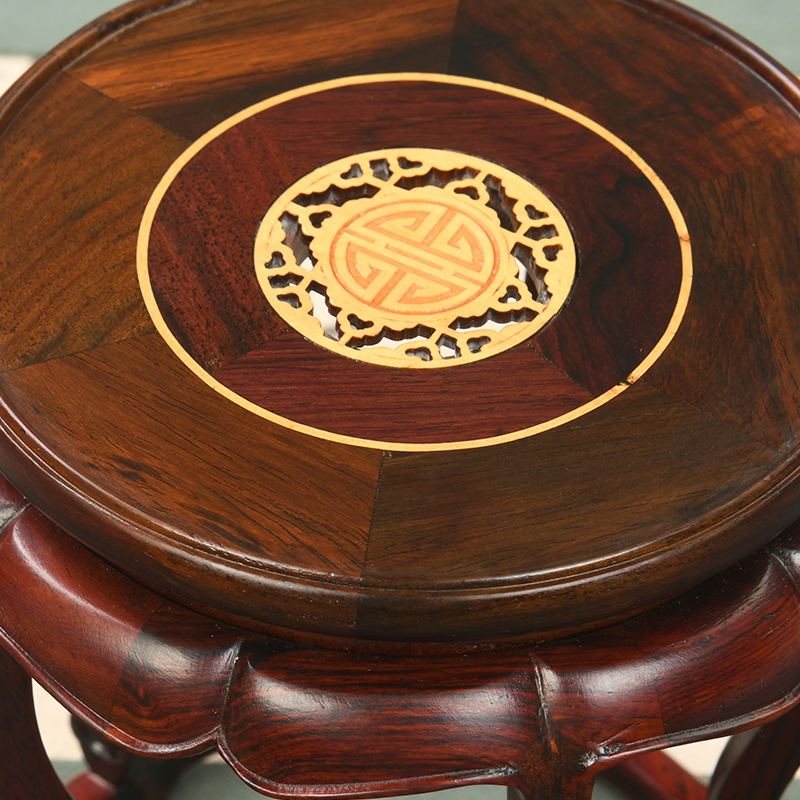 红木底座迷你小花架红酸枝花盆栽茶壶花瓶工艺品摆件奇石玉石托架