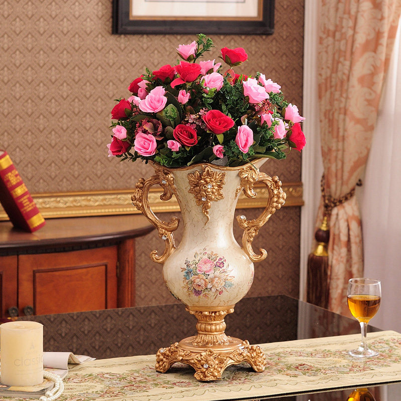 台面装饰客厅餐桌欧式瓶奢华复古仿真艺术树脂桌面插器,家居饰品,花瓶,淘宝优惠券,粉丝福利购,淘宝优惠卷