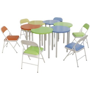 彩色校园活动室桌圆形培训桌图书馆阅览自由桌美术绘画桌