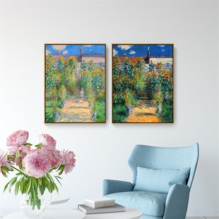 艺术家园 莫奈客厅卧室玄关挂画背景墙喷绘印刷风景装饰画