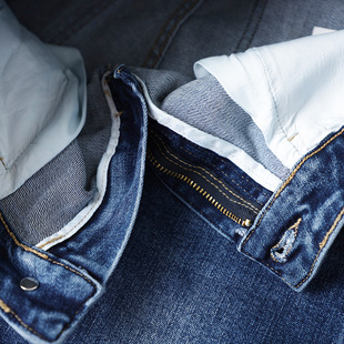 显瘦提臀女裤 2021春季 加长牛仔裤 好面料蓝色磨白破洞微喇裤 新款