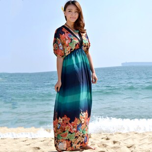 墨莎三亚海边度假沙滩裙仙女宽松大码雪纺连衣裙长裙200斤可穿