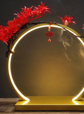 创意led灯圈摆件三色光禅意客厅玄关办公室家用桌面家居装饰摆设