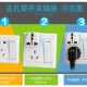 二脚转三孔插头 插座转换器三脚家用三插两项相三相孔两眼2转3