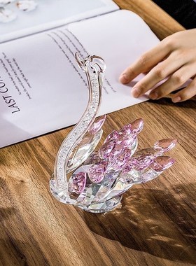 天鹅水晶客厅玄关轻奢玻璃摆件电视柜酒柜装饰品家居结婚礼物摆件