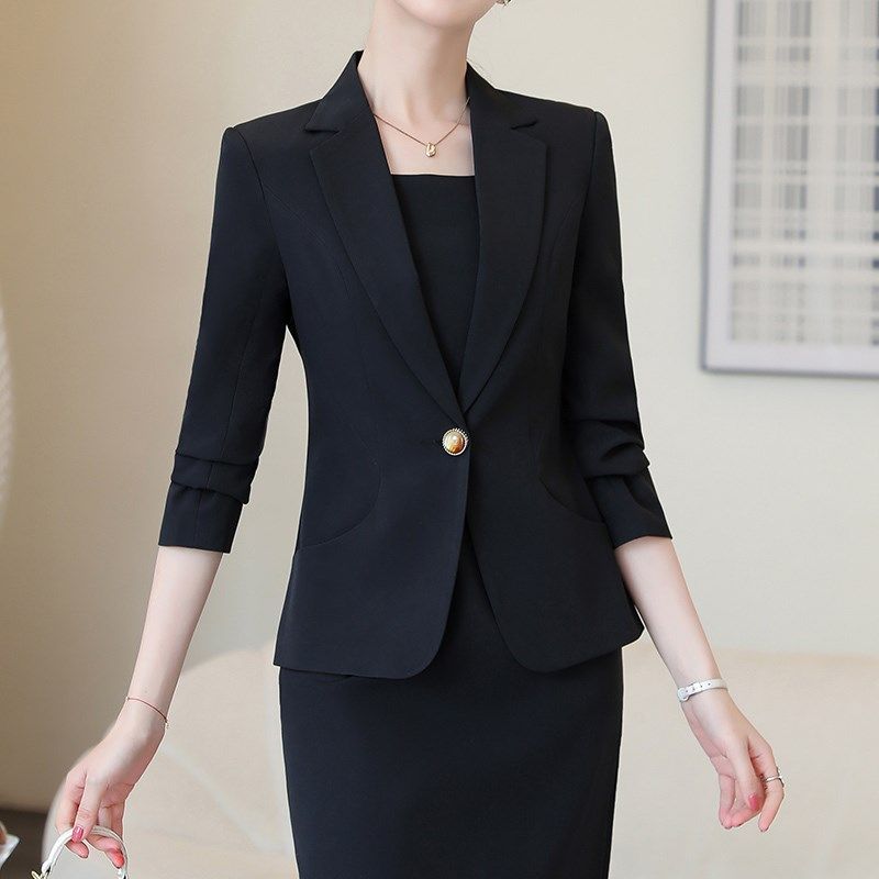职业装连衣裙秋气质套装裙两件套西服正装女高端西装外套内搭裙子