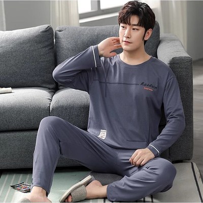 高个子加长版男士睡裤120cm长腿190男生家居服套装加厚纯棉睡衣冬
