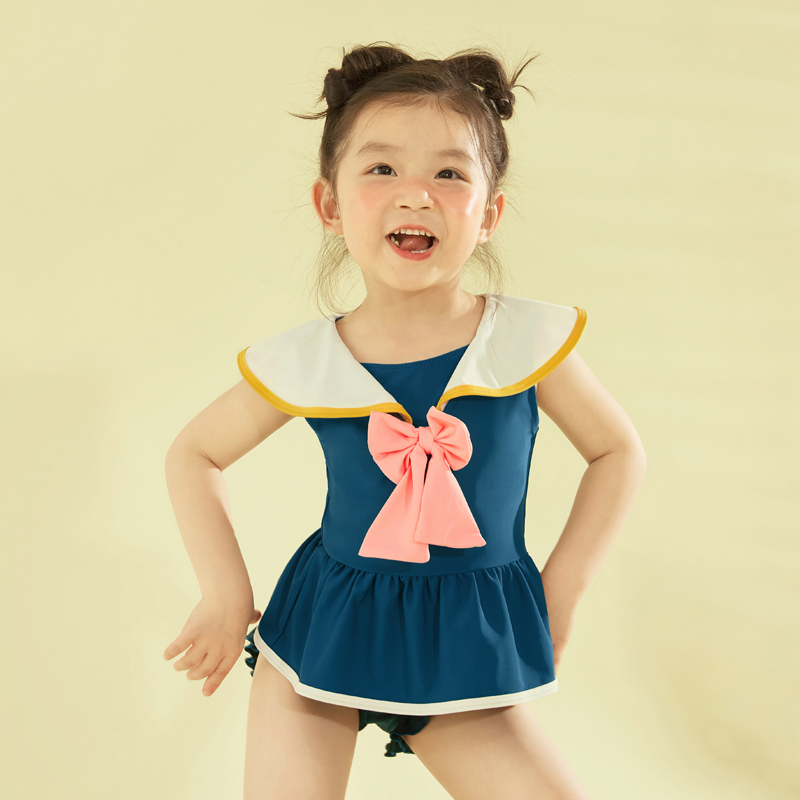 爱多尔2023夏季新款女童分体泳衣中大童宝宝公主款小裙儿童游泳衣