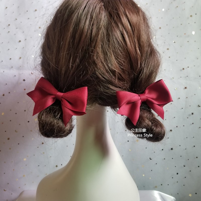 公主印象日韩复古少女缎带蝴蝶结发饰燕尾vivi双马尾发夹侧边夹