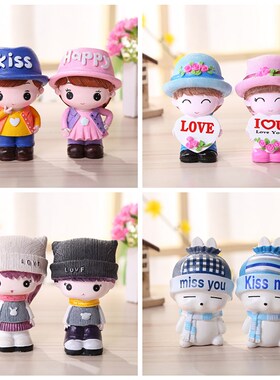 结婚情侣娃娃摆件创意爱情人物卧室装饰品摆设一对可爱玩偶公仔