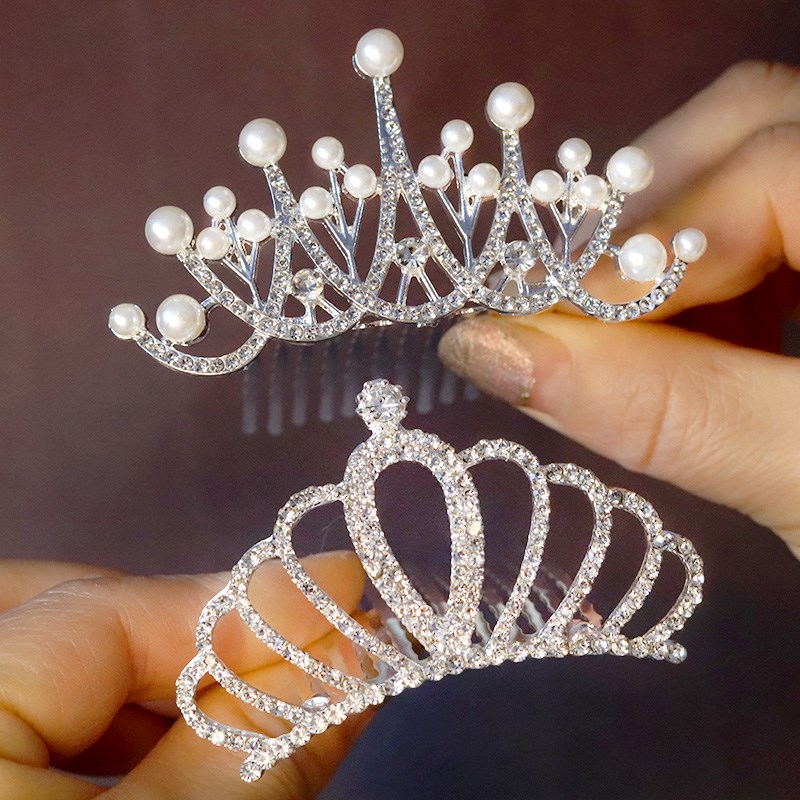 儿童皇冠头饰公主高端女童表演礼服发饰宝宝生日王冠插梳发夹发卡