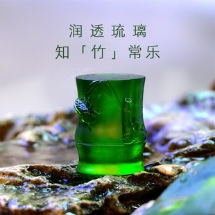 琉璃辅首紫砂壶竹子高端知足盖置古法创意盖托复古茶具小摆件茶器