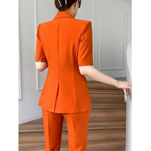 夏天西装套装女薄款短袖2025新款高级感小个子职业休闲西服外套