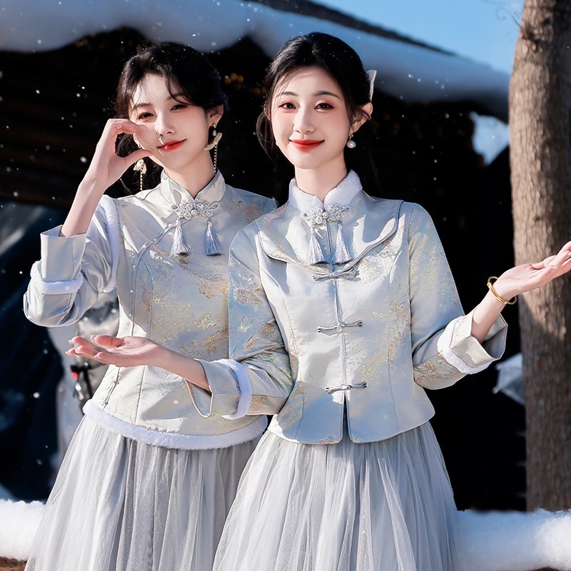 伴娘服中式2025新款绝美礼服女复古旗袍高级感小个子长袖姐妹团裙