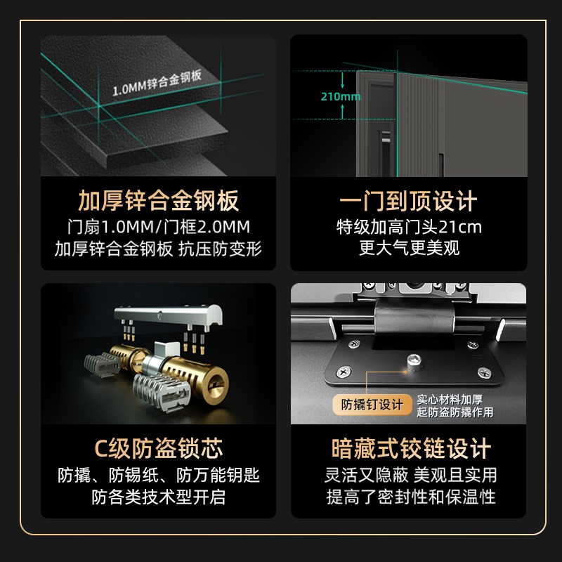 星月神防盗门甲级锌合金大门家用进户门指纹锁安全门密码锁入户门